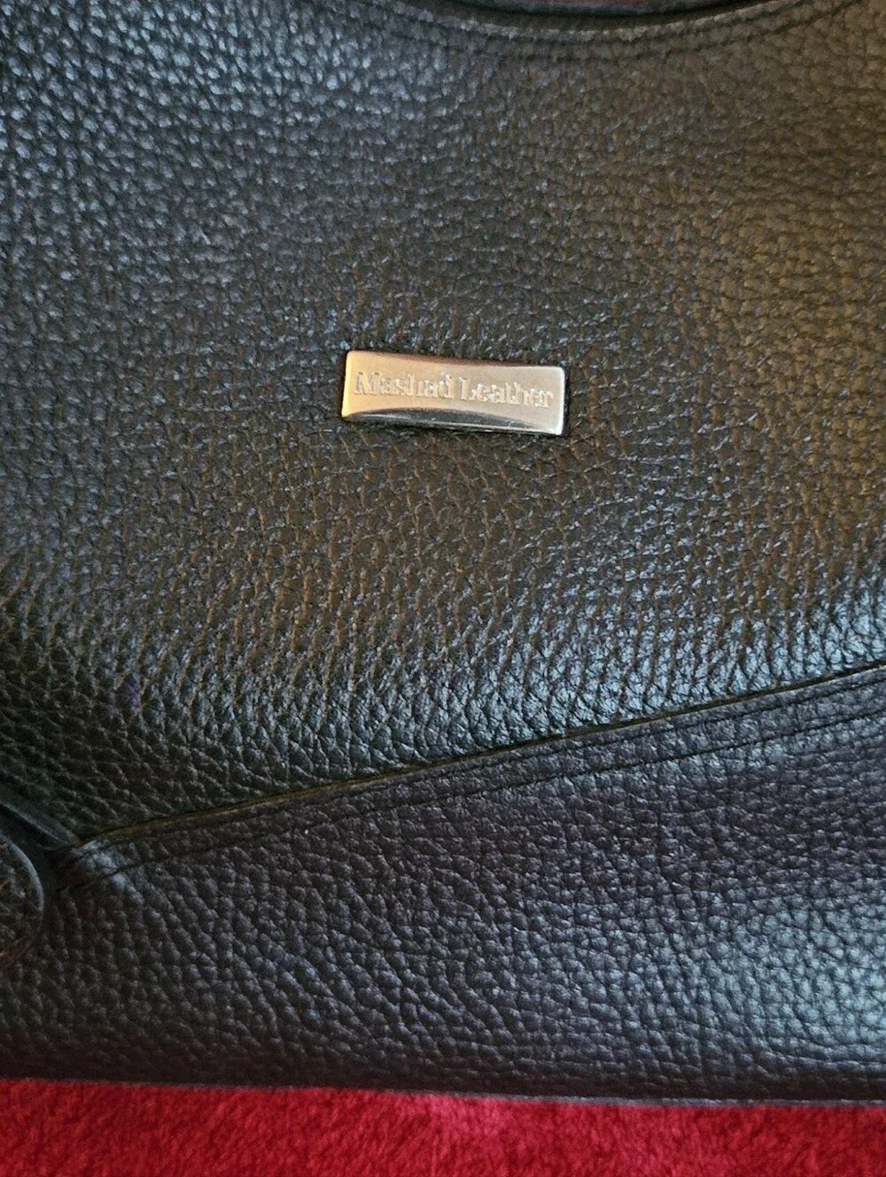 Black Pebbled Leather Shoulder Bag with Buckle Accent